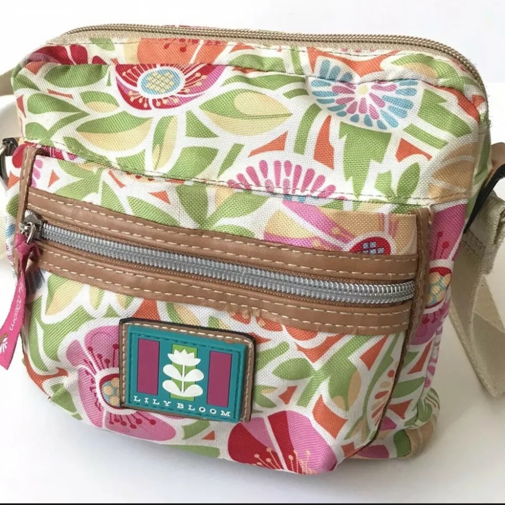 Lily Bloom Floral Print Small Crossbody Purse Saddle Bag Zip Closure